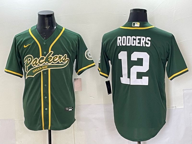 Men 2025 Nike Green Bay Packers #12 Rodgers Green Joint Name  Limited NFL Jersey style 041